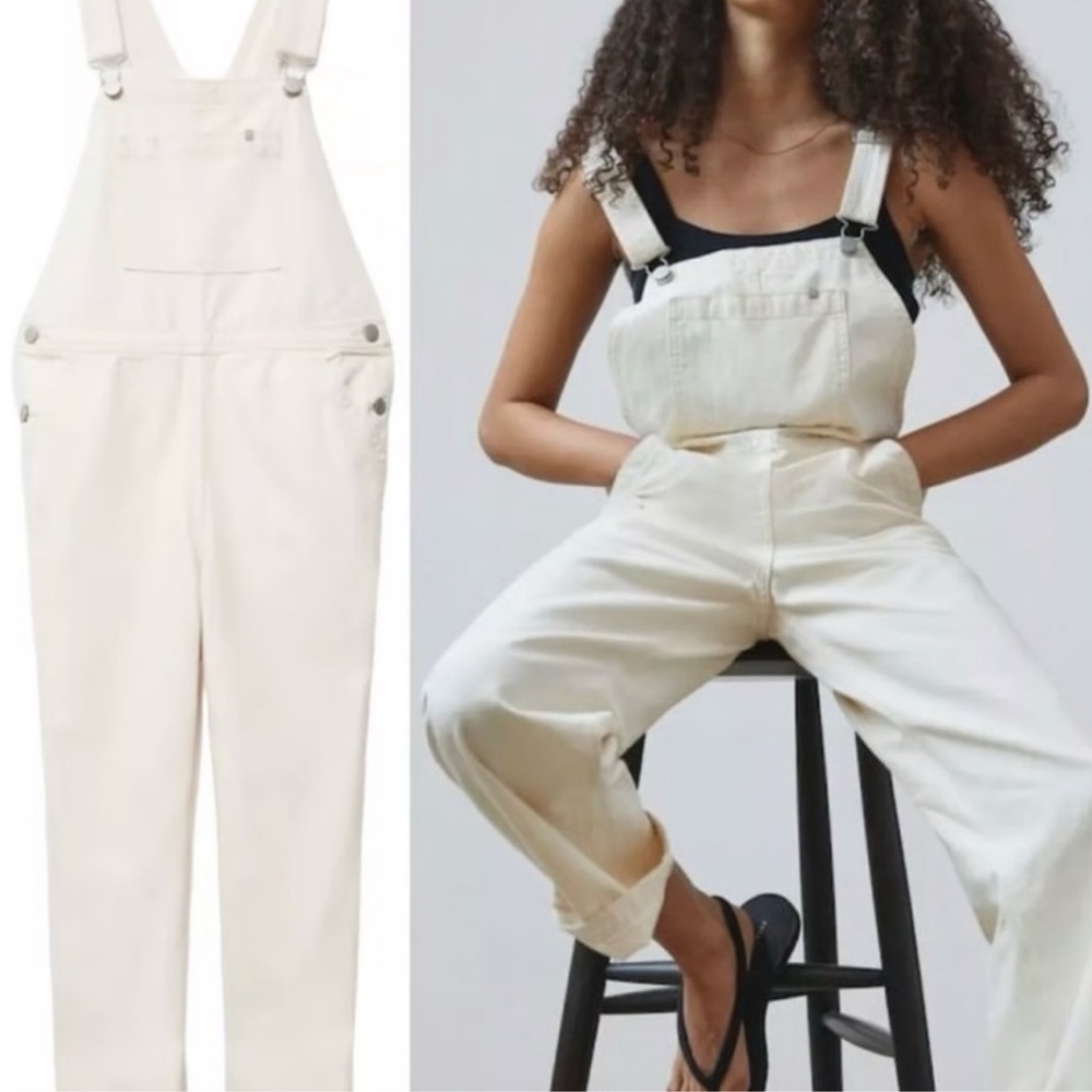 NWT EVERLANE Women's Cream Denim Overalls size S/M read